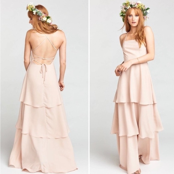 Show Me Your MuMu Dresses & Skirts - SHOW Me Your Mumu Blush Pink Calypso Ruffle Strappy Bridesmaid Dress Gown Small